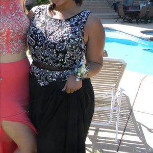 Illusion two piece prom dress